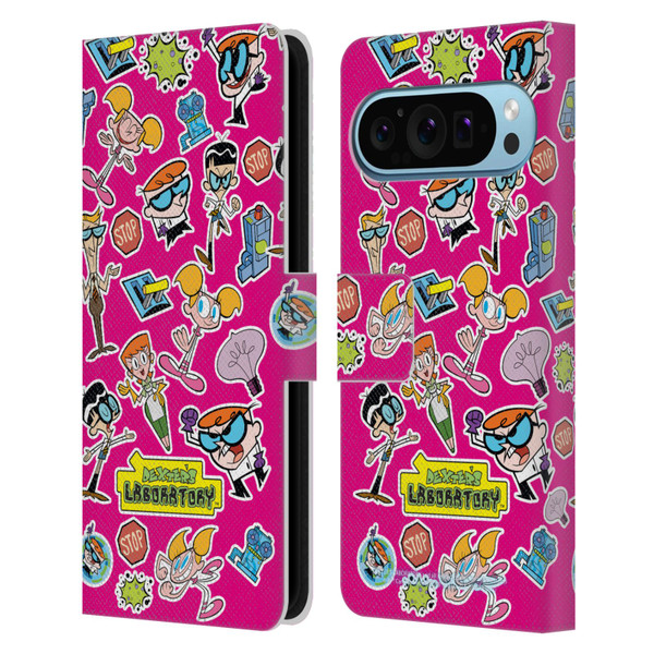 Dexter's Laboratory Graphics Icons Leather Book Wallet Case Cover For Google Pixel 9 / Pixel 9 Pro