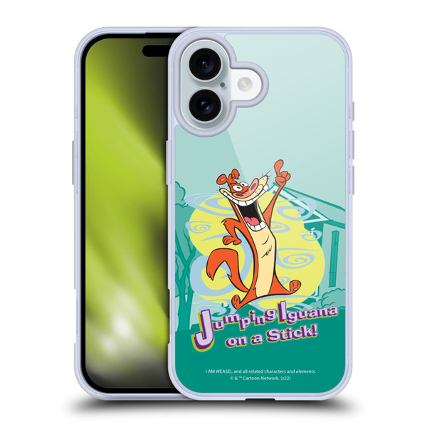 I Am Weasel. Graphics Jumping Iguana On A Stick Soft Gel Case for Apple iPhone 16
