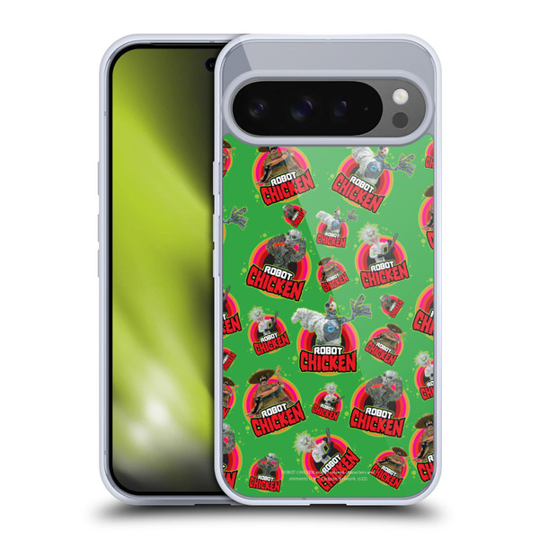 Robot Chicken Graphics Icons Soft Gel Case for Google Pixel 9 Pro XL