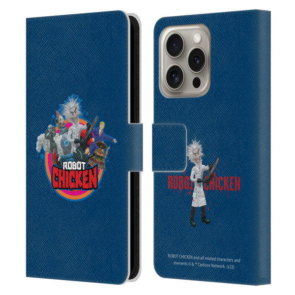 Robot Chicken Graphics Characters Leather Book Wallet Case Cover For Apple iPhone 16 Pro