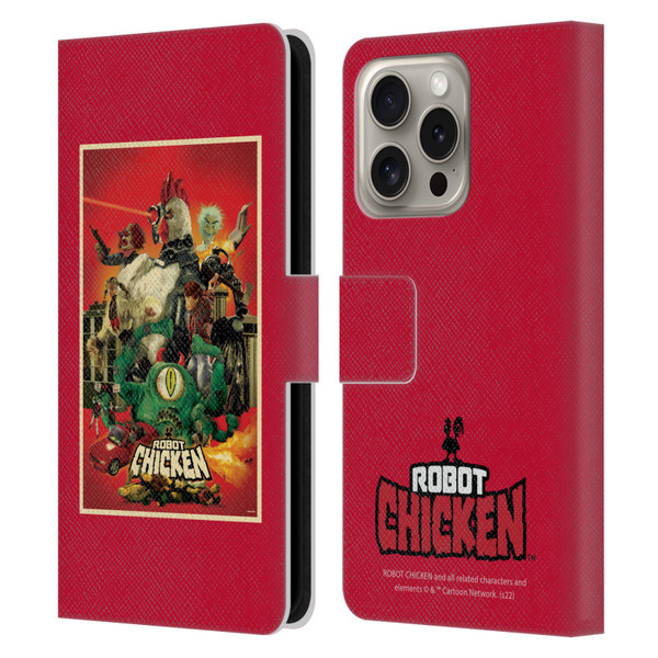 Robot Chicken Graphics Poster Leather Book Wallet Case Cover For Apple iPhone 16 Pro