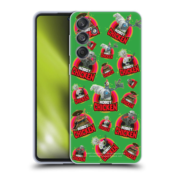 Robot Chicken Graphics Icons Soft Gel Case for Samsung Galaxy M55 5G