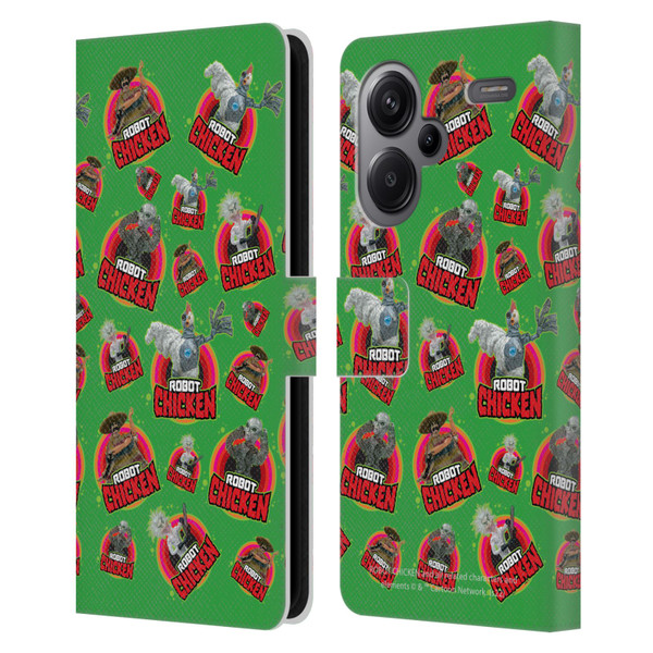Robot Chicken Graphics Icons Leather Book Wallet Case Cover For Xiaomi Redmi Note 13 Pro Plus 5G