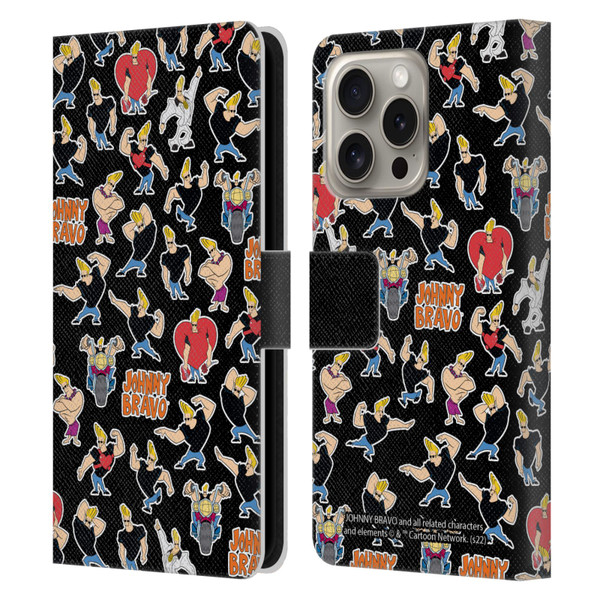 Johnny Bravo Graphics Pattern Leather Book Wallet Case Cover For Apple iPhone 16 Pro