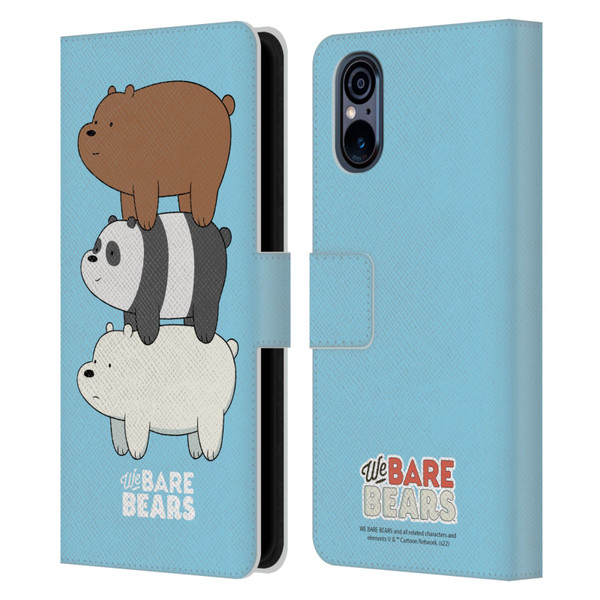 We Bare Bears Character Art Group 3 Leather Book Wallet Case Cover For Sony Xperia 5 V 5G