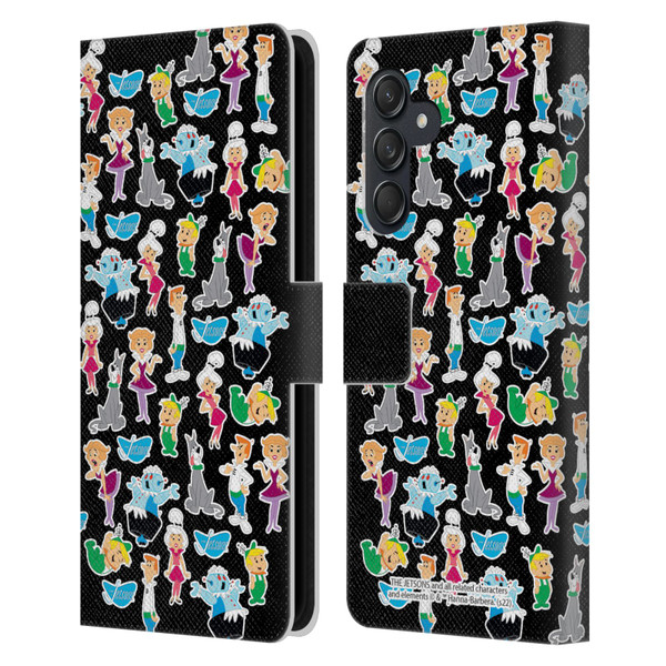 The Jetsons Graphics Pattern Leather Book Wallet Case Cover For Samsung Galaxy M55 5G