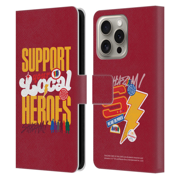 Shazam!: Fury Of The Gods Graphics Typography Leather Book Wallet Case Cover For Apple iPhone 16 Pro