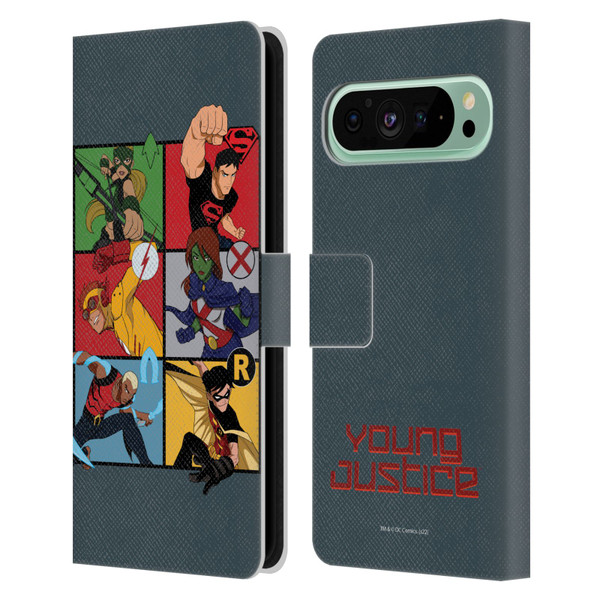 Young Justice Graphics Character Art Leather Book Wallet Case Cover For Google Pixel 9 Pro XL