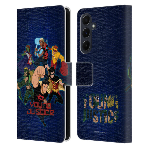 Young Justice Graphics Group Leather Book Wallet Case Cover For Samsung Galaxy A55 5G