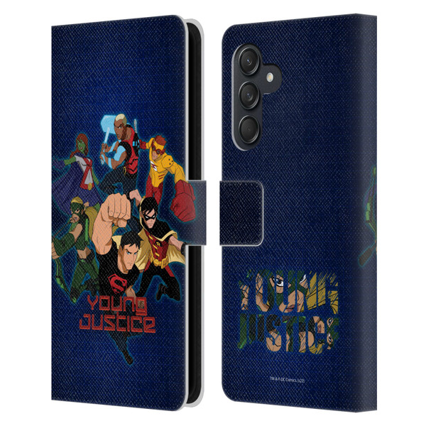 Young Justice Graphics Group Leather Book Wallet Case Cover For Samsung Galaxy M55 5G