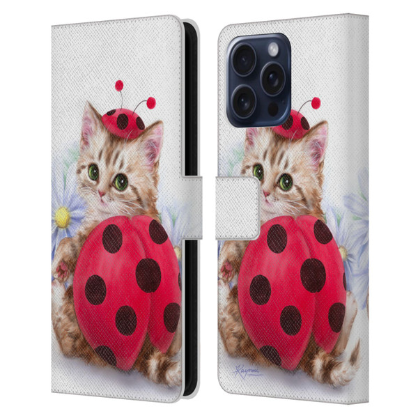 Kayomi Harai Animals And Fantasy Kitten Cat Lady Bug Leather Book Wallet Case Cover For Apple iPhone 16 Pro Max