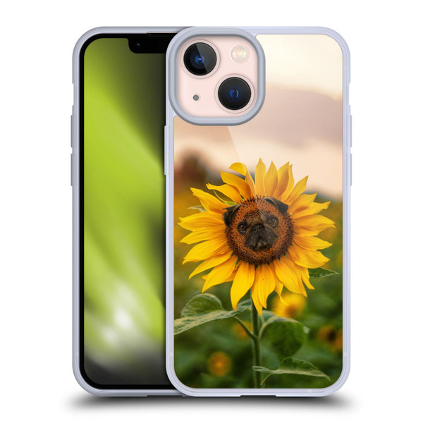 Pixelmated Animals Surreal Pets Pugflower Soft Gel Case for Apple iPhone 13 Mini