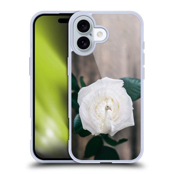 Pixelmated Animals Surreal Pets Peacock Rose Soft Gel Case for Apple iPhone 16