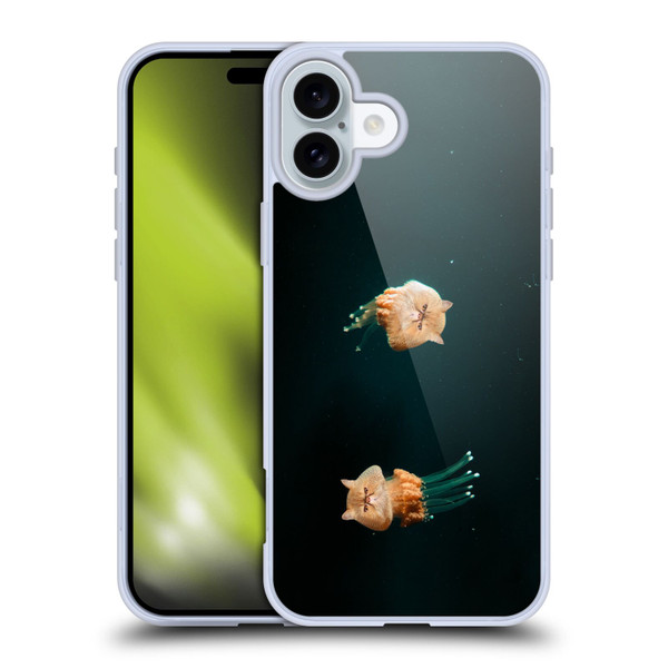 Pixelmated Animals Surreal Pets Jellyfish Cats Soft Gel Case for Apple iPhone 16 Plus