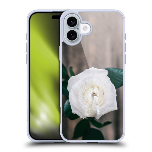 Pixelmated Animals Surreal Pets Peacock Rose Soft Gel Case for Apple iPhone 16 Plus