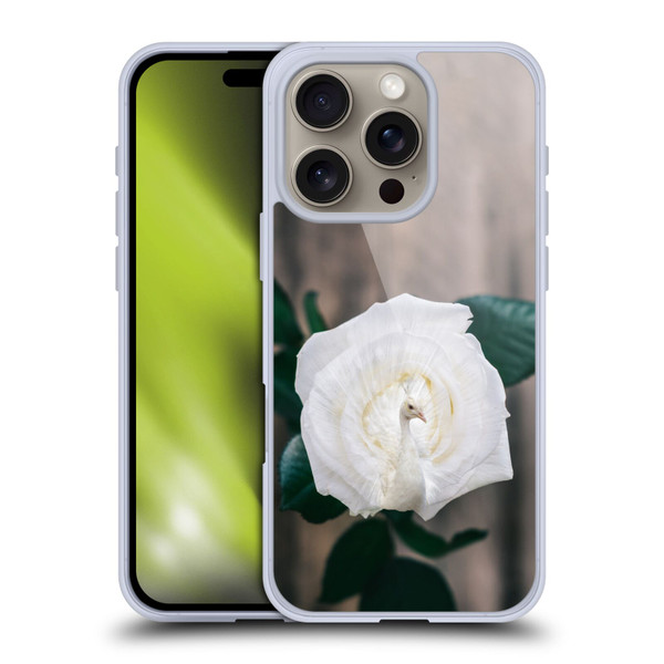 Pixelmated Animals Surreal Pets Peacock Rose Soft Gel Case for Apple iPhone 16 Pro