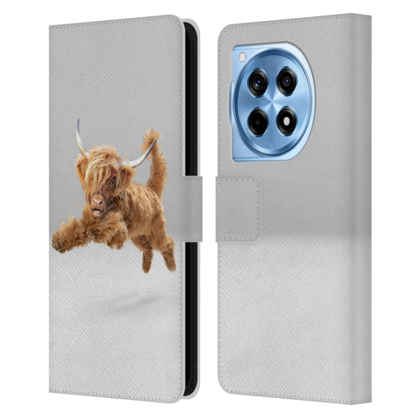 Pixelmated Animals Surreal Pets Highland Pup Leather Book Wallet Case Cover For OnePlus 12R