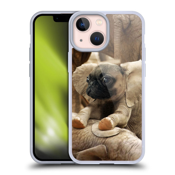 Pixelmated Animals Surreal Wildlife Pugephant Soft Gel Case for Apple iPhone 13 Mini