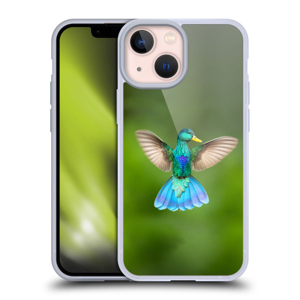 Pixelmated Animals Surreal Wildlife Quaking Bird Soft Gel Case for Apple iPhone 13 Mini