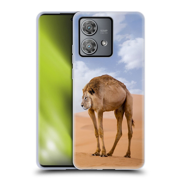Pixelmated Animals Surreal Wildlife Camel Lion Soft Gel Case for Motorola Edge 40 Neo 5G