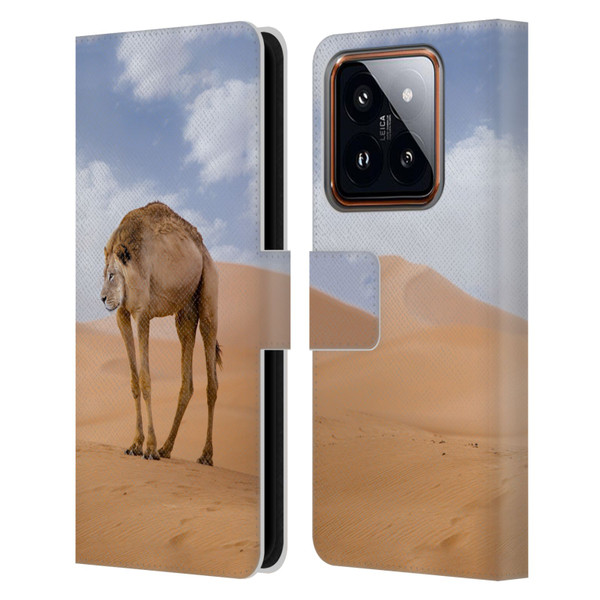 Pixelmated Animals Surreal Wildlife Camel Lion Leather Book Wallet Case Cover For Xiaomi 14