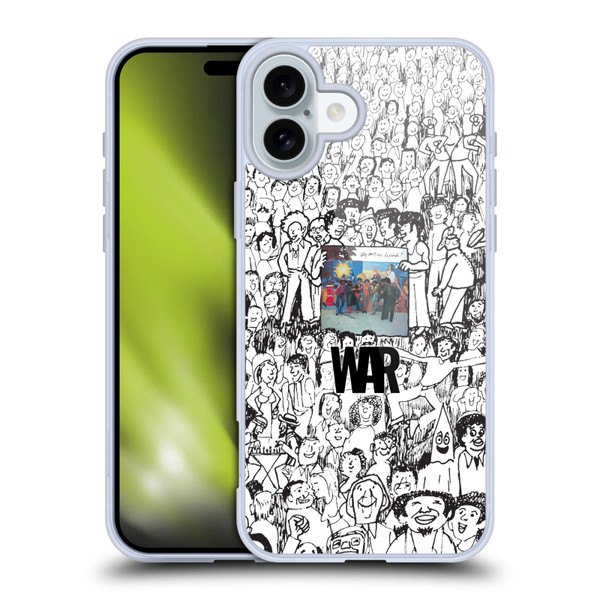 War Graphics Friends Doodle Art Soft Gel Case for Apple iPhone 16 Plus