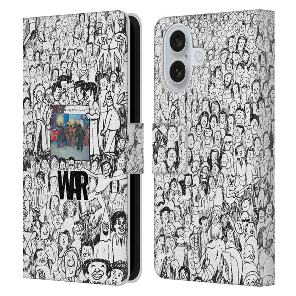 War Graphics Friends Doodle Art Leather Book Wallet Case Cover For Apple iPhone 16