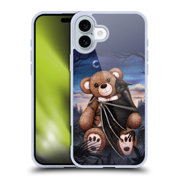 Sarah Richter Animals Bat Cuddling A Toy Bear Soft Gel Case for Apple iPhone 16 Plus