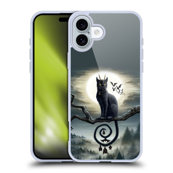 Sarah Richter Animals Gothic Black Cat & Bats Soft Gel Case for Apple iPhone 16 Plus
