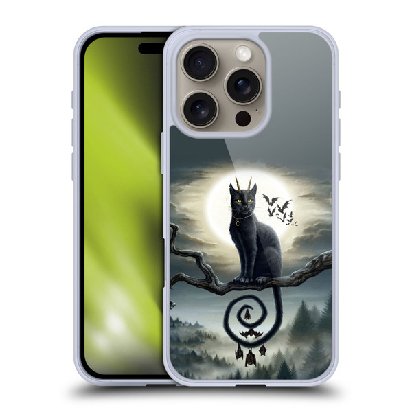 Sarah Richter Animals Gothic Black Cat & Bats Soft Gel Case for Apple iPhone 16 Pro