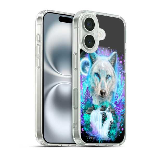 Sheena Pike Animals Winter Wolf Spirit & Waterfall Soft Gel Case for Apple iPhone 16 & MagSafe