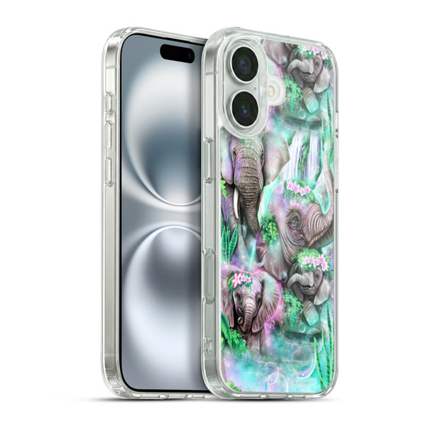 Sheena Pike Animals Daydream Elephants Lagoon Soft Gel Case for Apple iPhone 16 Plus & MagSafe