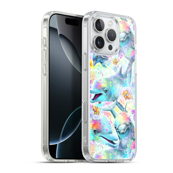 Sheena Pike Animals Rainbow Dolphins & Fish Soft Gel Case for Apple iPhone 16 Pro Max & MagSafe