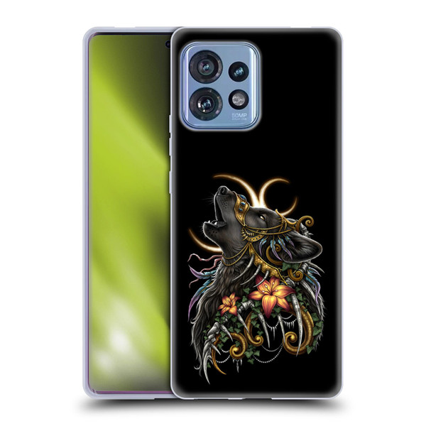 Sarah Richter Animals Gothic Black Howling Wolf Soft Gel Case for Motorola Moto Edge 40 Pro