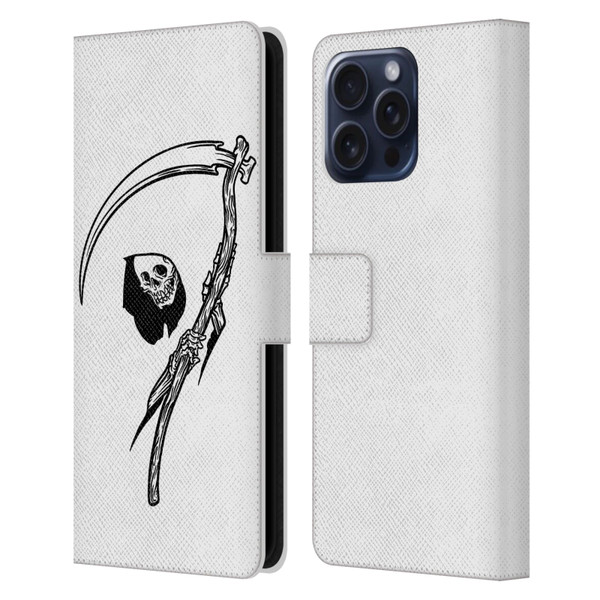 Matt Bailey Art Negative Reaper Leather Book Wallet Case Cover For Apple iPhone 16 Pro Max