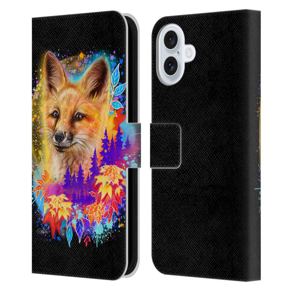 Sheena Pike Animals Red Fox Spirit & Autumn Leaves Leather Book Wallet Case Cover For Apple iPhone 16 Plus