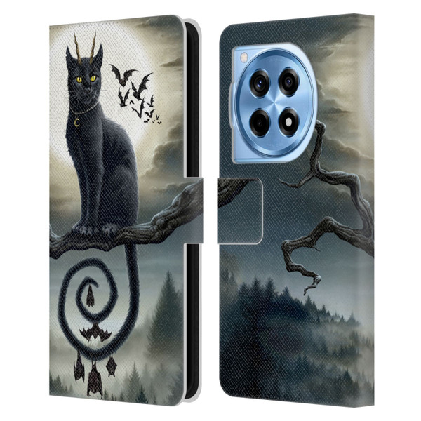 Sarah Richter Animals Gothic Black Cat & Bats Leather Book Wallet Case Cover For OnePlus 12R