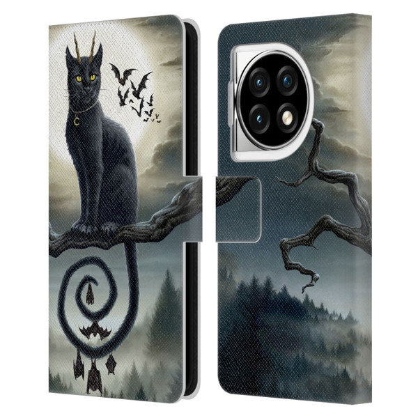 Sarah Richter Animals Gothic Black Cat & Bats Leather Book Wallet Case Cover For OPPO OnePlus Ace 3 5G