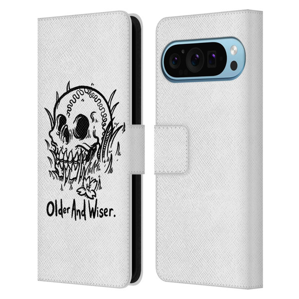 Matt Bailey Skull Older And Wiser Leather Book Wallet Case Cover For Google Pixel 9 / Pixel 9 Pro