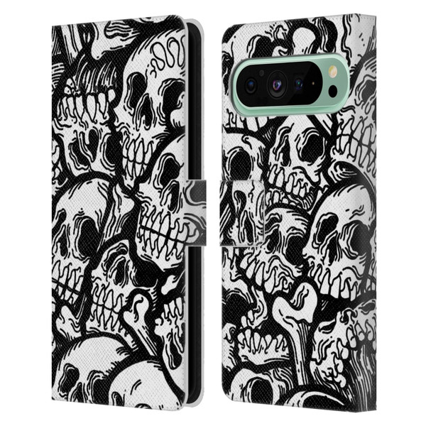 Matt Bailey Skull All Over Leather Book Wallet Case Cover For Google Pixel 9 Pro XL