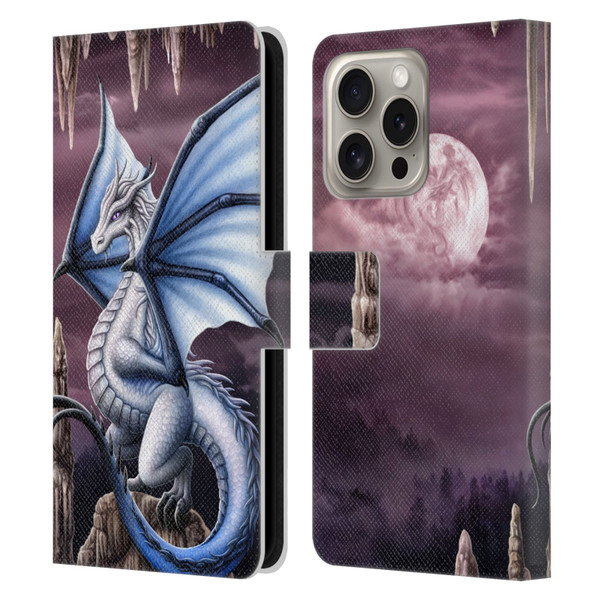 Sarah Richter Fantasy Creatures Blue Dragon Leather Book Wallet Case Cover For Apple iPhone 16 Pro