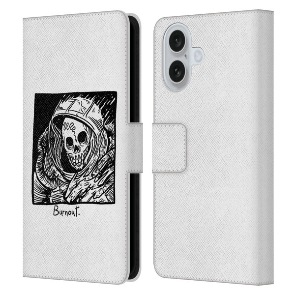 Matt Bailey Skull Burnout Leather Book Wallet Case Cover For Apple iPhone 16