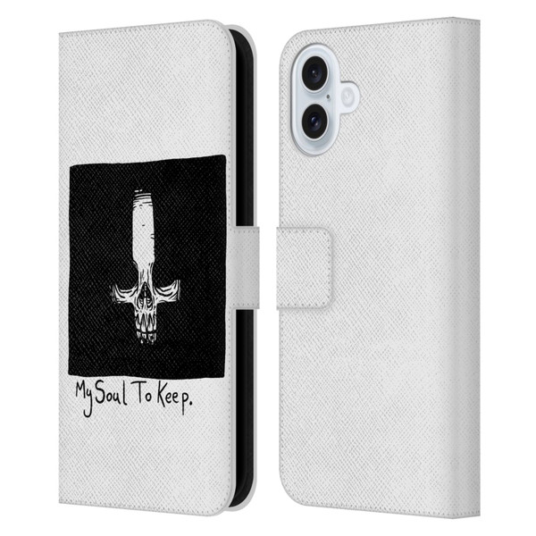 Matt Bailey Skull My Soul To Keep Leather Book Wallet Case Cover For Apple iPhone 16 Plus