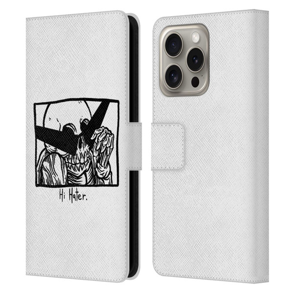 Matt Bailey Skull Hi Hater Leather Book Wallet Case Cover For Apple iPhone 16 Pro