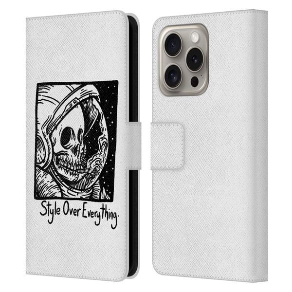 Matt Bailey Skull Style Over Everything Leather Book Wallet Case Cover For Apple iPhone 16 Pro