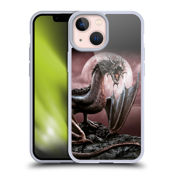 Sarah Richter Fantasy Creatures Black Dragon Roaring Soft Gel Case for Apple iPhone 13 Mini