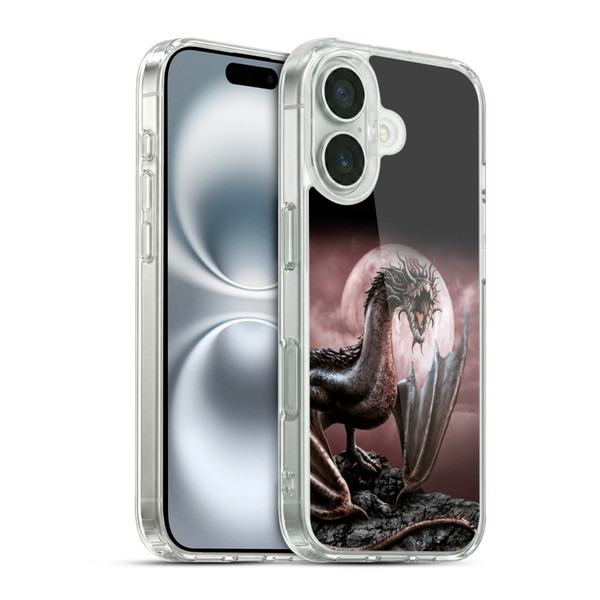 Sarah Richter Fantasy Creatures Black Dragon Roaring Soft Gel Case for Apple iPhone 16 & MagSafe