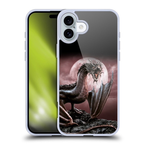 Sarah Richter Fantasy Creatures Black Dragon Roaring Soft Gel Case for Apple iPhone 16 Plus