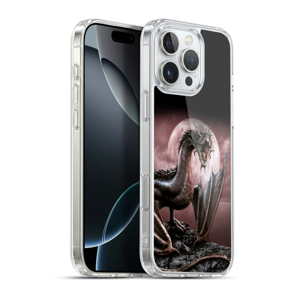 Sarah Richter Fantasy Creatures Black Dragon Roaring Soft Gel Case for Apple iPhone 16 Pro Max & MagSafe