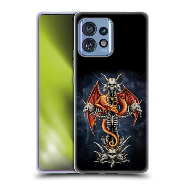 Sarah Richter Fantasy Creatures Red Dragon Guarding Bone Cross Soft Gel Case for Motorola Moto Edge 40 Pro